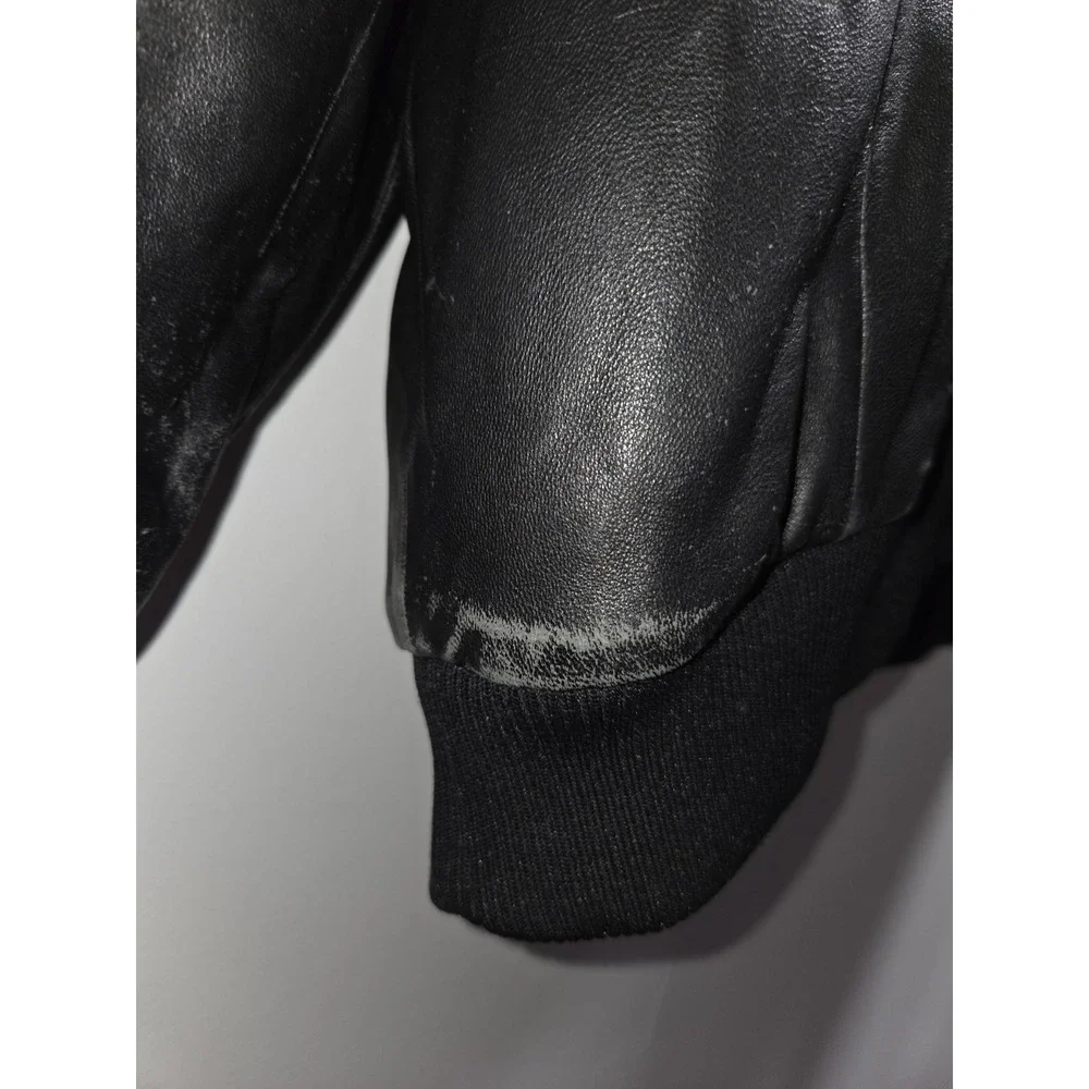 Leather Zippered Men's Jacket Black Size 3XL Roca Wear - Picture 11 of 13